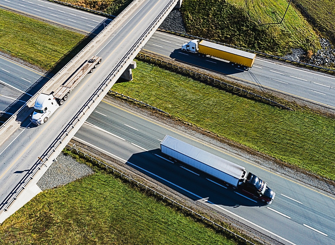 semi trucks on highway